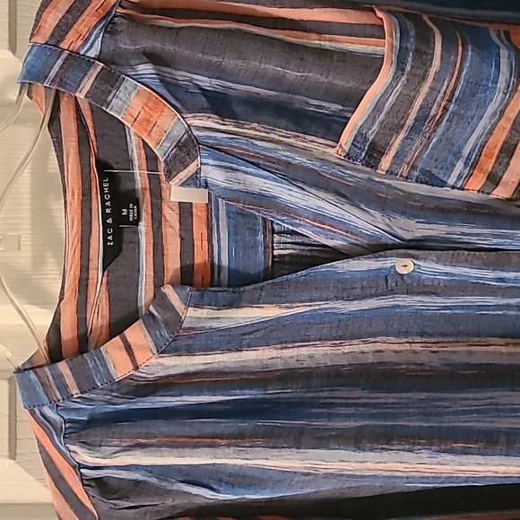ZAC & RACHEL WOMEN'S LONG SLEEVE BLUE STRIPED FRONT BUTTON SHIRT SIZE MEDIUM - Picture 2 of 16